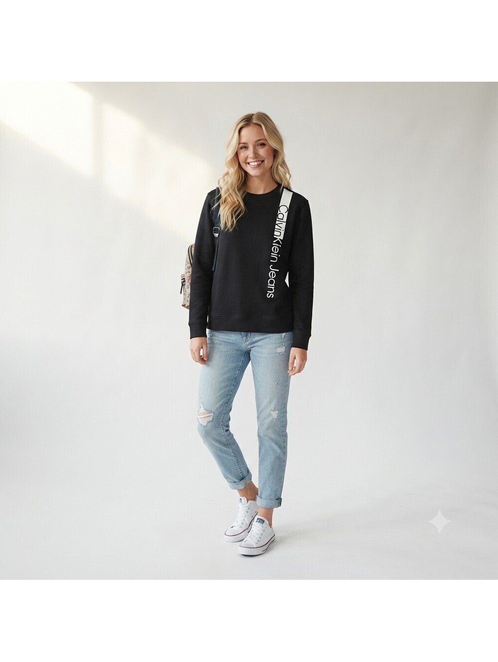 Calvin Klein Jeans Black Logo Crewneck Sweatshirt Medium